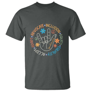 Sped Teacher T Shirt Special Education Autism Accept Adapt Advocate Inclusion Equity Equality TS01 Dark Heather Printyourwear