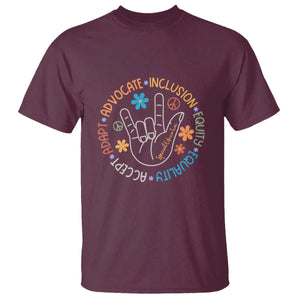 Sped Teacher T Shirt Special Education Autism Accept Adapt Advocate Inclusion Equity Equality TS01 Maroon Printyourwear