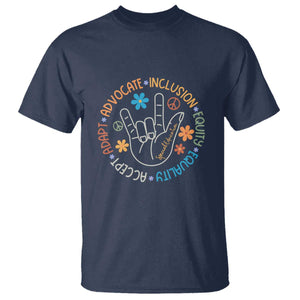 Sped Teacher T Shirt Special Education Autism Accept Adapt Advocate Inclusion Equity Equality TS01 Navy Printyourwear