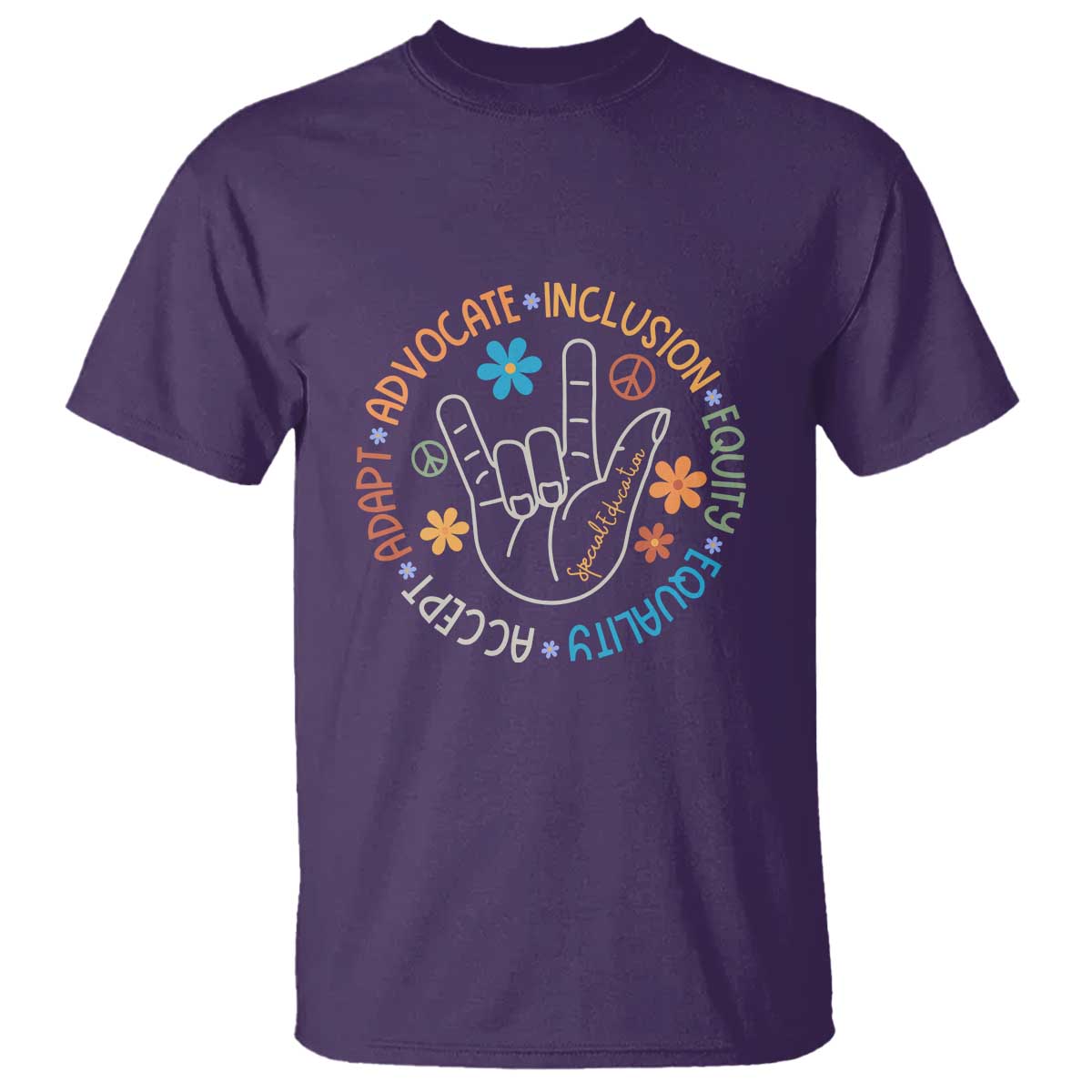 Sped Teacher T Shirt Special Education Autism Accept Adapt Advocate Inclusion Equity Equality TS01 Purple Printyourwear