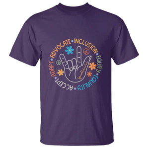 Sped Teacher T Shirt Special Education Autism Accept Adapt Advocate Inclusion Equity Equality TS01 Purple Printyourwear