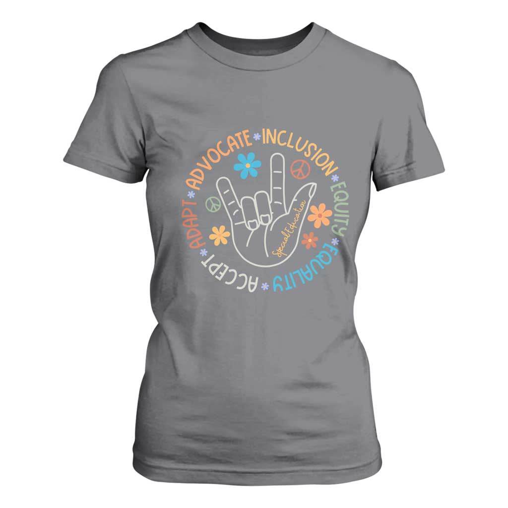 Sped Teacher T Shirt For Women Special Education Autism Accept Adapt Advocate Inclusion Equity Equality TS01 Charcoal Printyourwear