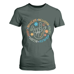 Sped Teacher T Shirt For Women Special Education Autism Accept Adapt Advocate Inclusion Equity Equality TS01 Dark Forest Green Printyourwear