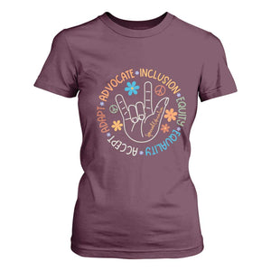 Sped Teacher T Shirt For Women Special Education Autism Accept Adapt Advocate Inclusion Equity Equality TS01 Maroon Printyourwear