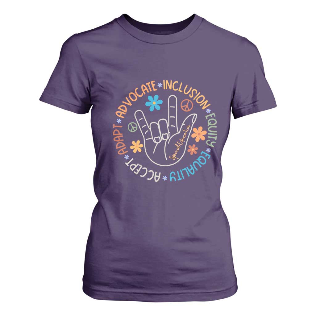 Sped Teacher T Shirt For Women Special Education Autism Accept Adapt Advocate Inclusion Equity Equality TS01 Purple Printyourwear