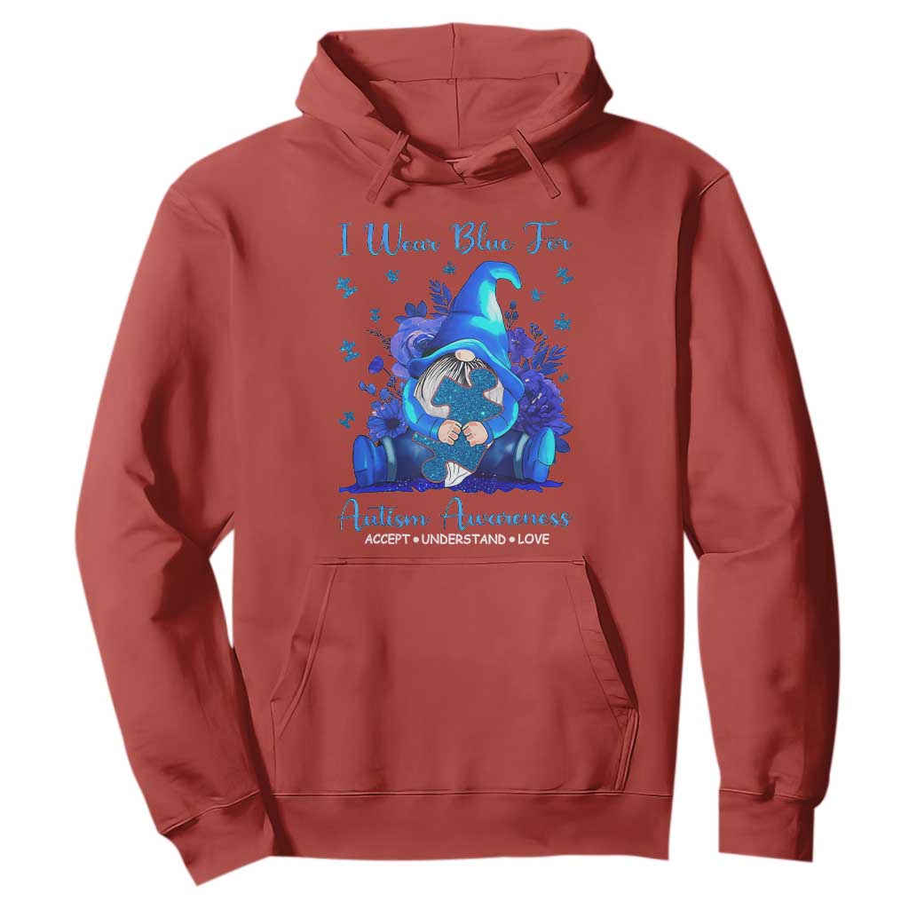 Gnome Autism Hoodie I Wear Blue For Autism Awareness Accept Understand Love TS01 Red Printyourwear