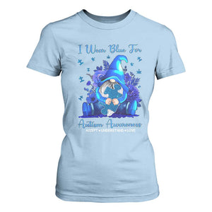 Gnome Autism T Shirt For Women I Wear Blue For Autism Awareness Accept Understand Love TS01 Light Blue Printyourwear