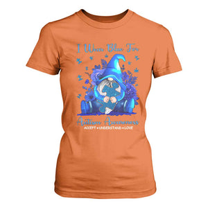 Gnome Autism T Shirt For Women I Wear Blue For Autism Awareness Accept Understand Love TS01 Orange Printyourwear