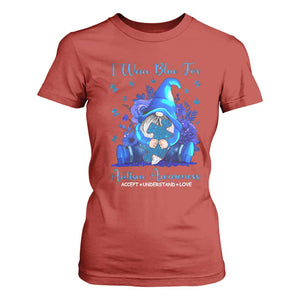 Gnome Autism T Shirt For Women I Wear Blue For Autism Awareness Accept Understand Love TS01 Red Printyourwear
