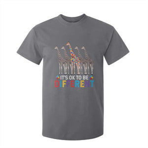 Giraffe Autism T Shirt For Kid It's Ok To Be Different Puzzle Support TS01 Charcoal Printyourwear