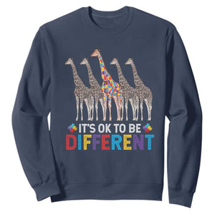 Giraffe Autism Sweatshirt It's Ok To Be Different Puzzle Support TS01 Navy Printyourwear
