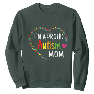 I'm A Proud Autism Mom Sweatshirt Accept Understand Love Support Autistic Warriors TS01 Dark Forest Green Printyourwear