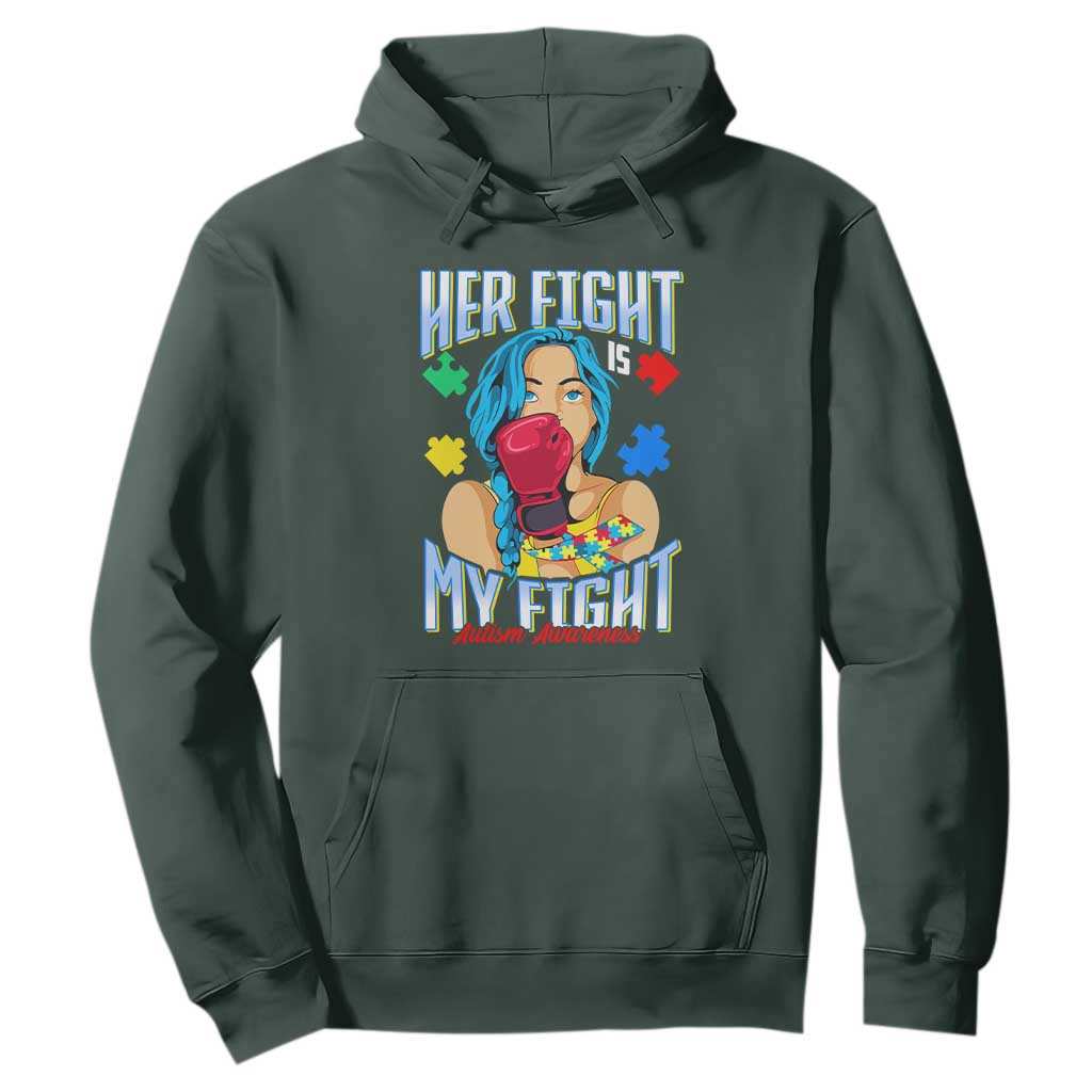 Autism Support Hoodie Her Fight is My Fight Autistic Warriors TS01 Dark Forest Green Printyourwear