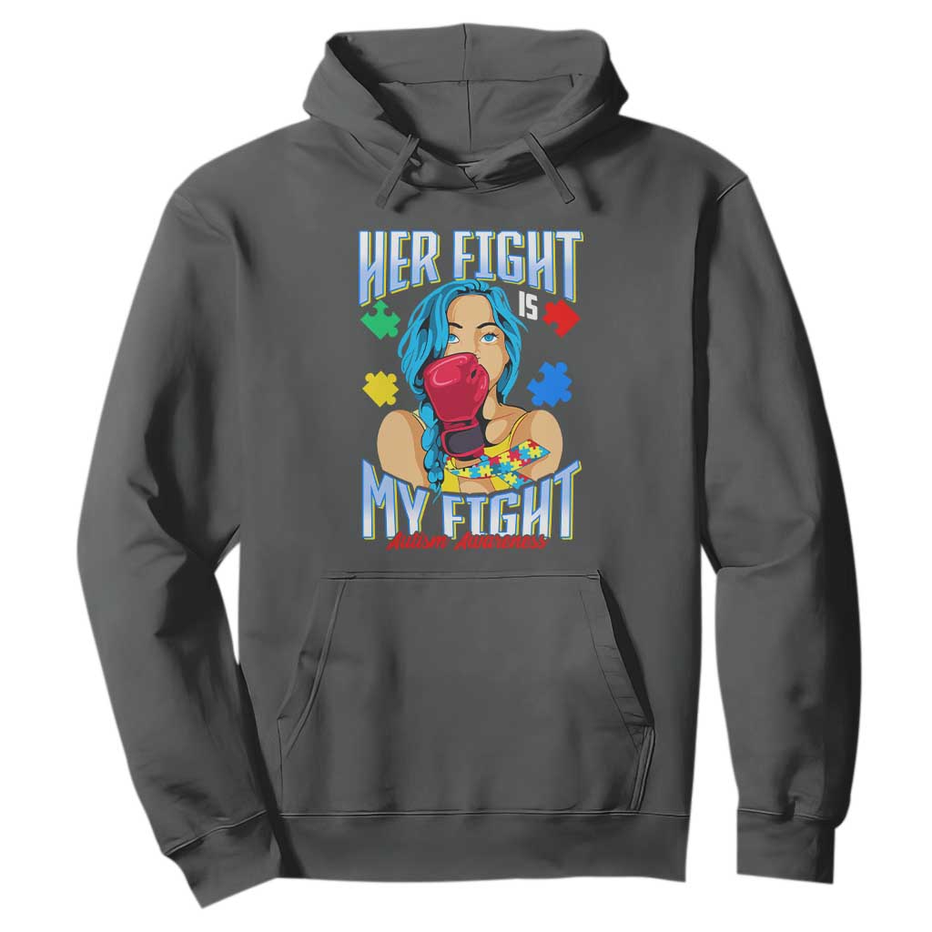 Autism Support Hoodie Her Fight is My Fight Autistic Warriors TS01 Dark Heather Printyourwear