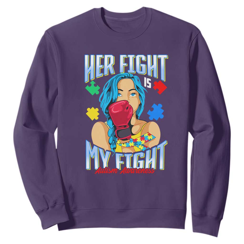 Autism Support Sweatshirt Her Fight is My Fight Autistic Warriors TS01 Purple Printyourwear
