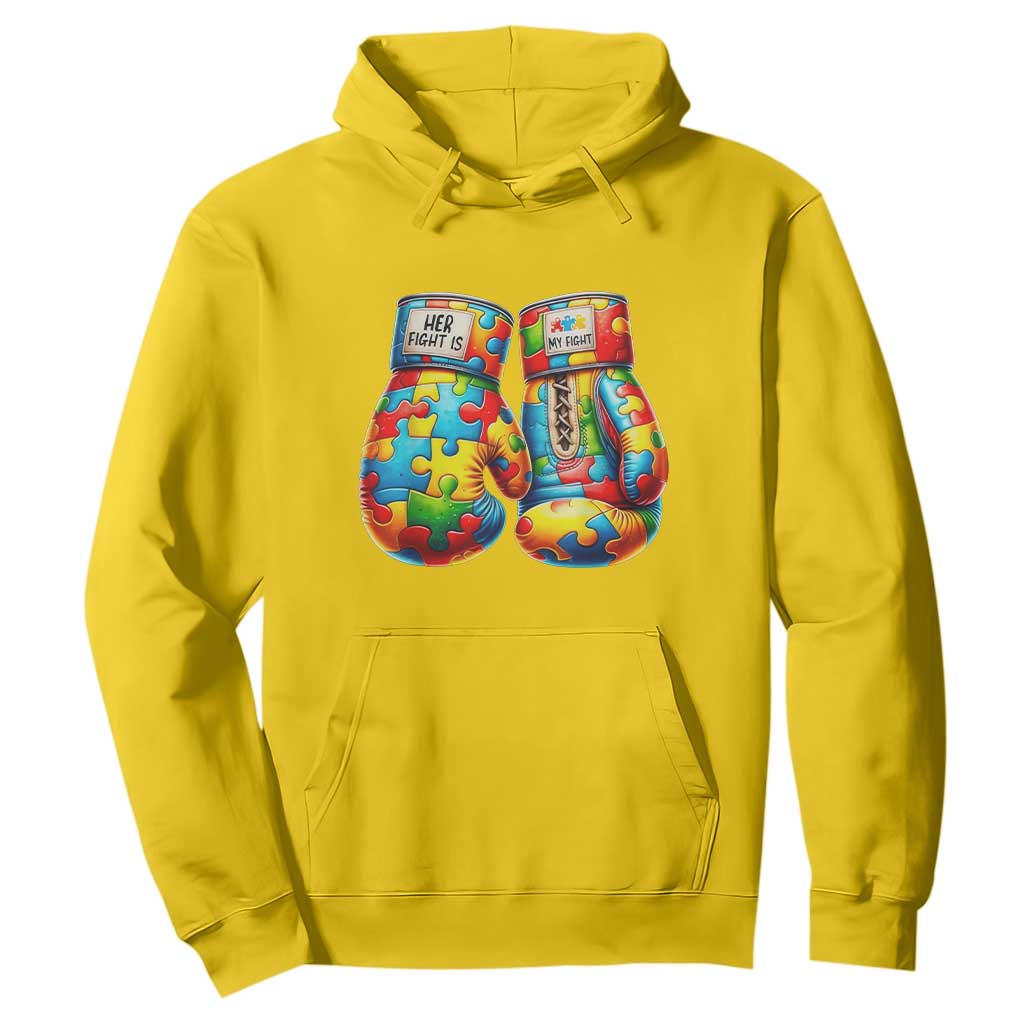 Autism Support Hoodie Her Fight is My Fight Jigsaw Puzzle Boxing Gloves TS01 Daisy Printyourwear