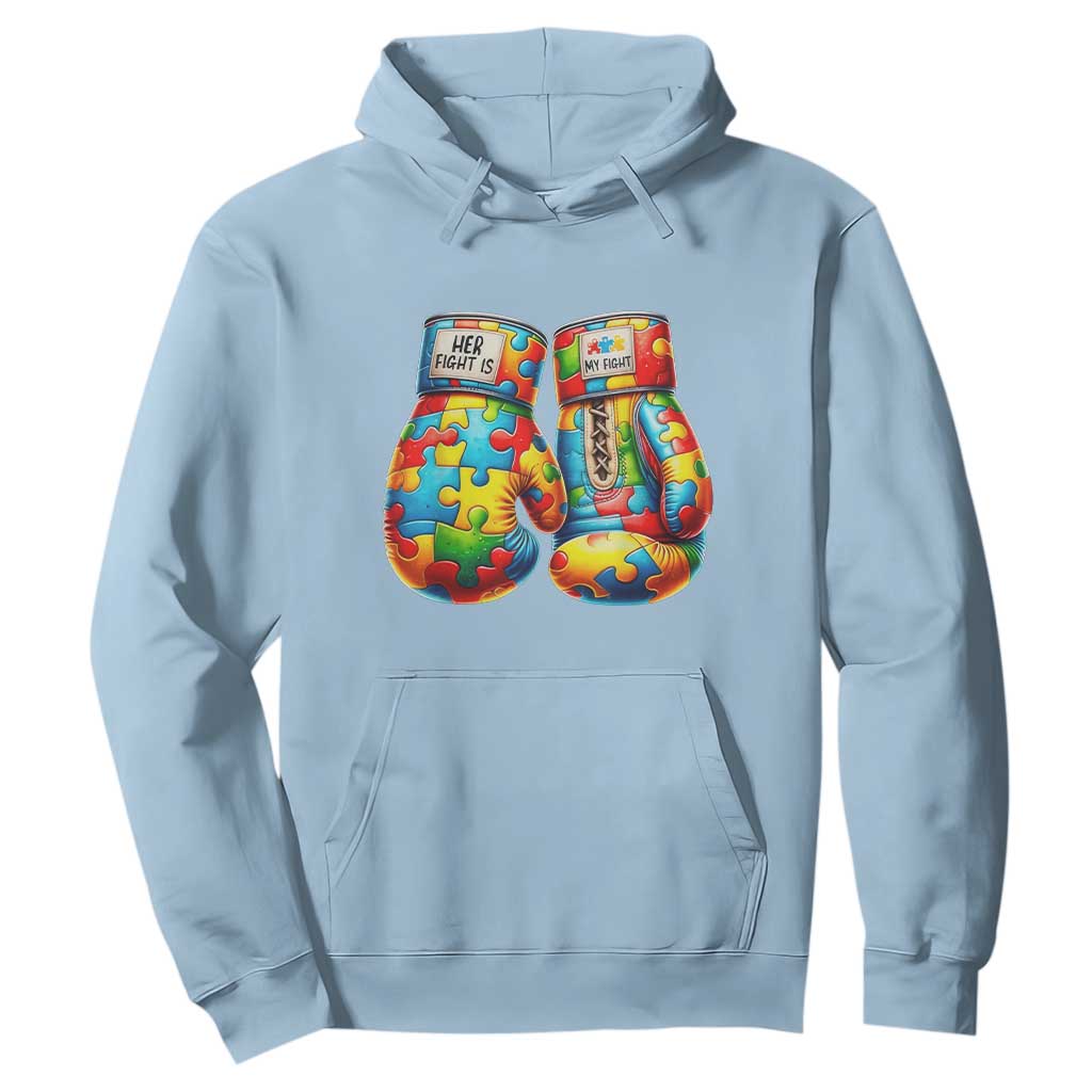 Autism Support Hoodie Her Fight is My Fight Jigsaw Puzzle Boxing Gloves TS01 Light Blue Printyourwear