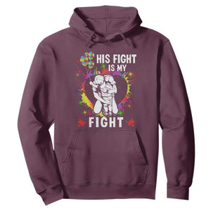 Autism Dad Hoodie His Fight is My Fight Father And Son Fighters TS01 Maroon Printyourwear
