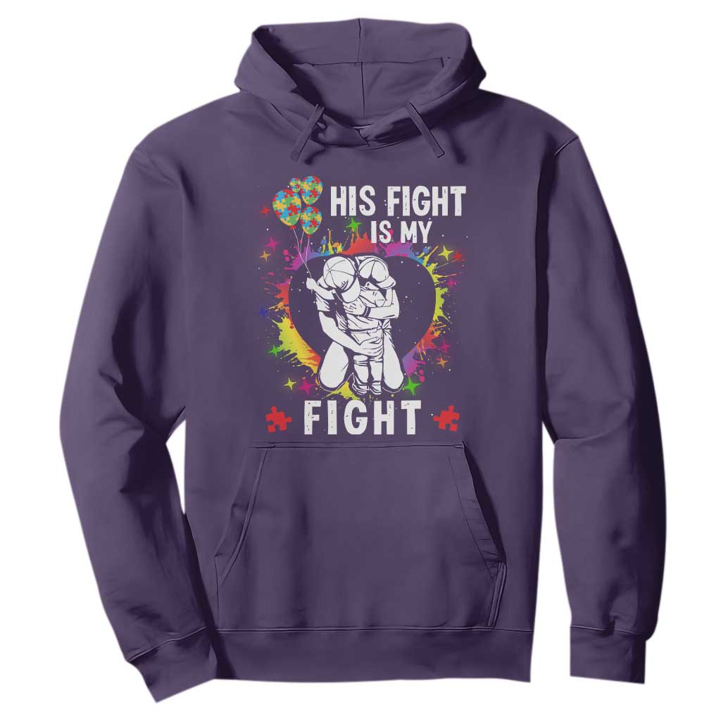 Autism Dad Hoodie His Fight is My Fight Father And Son Fighters TS01 Purple Printyourwear