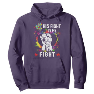 Autism Dad Hoodie His Fight is My Fight Father And Son Fighters TS01 Purple Printyourwear
