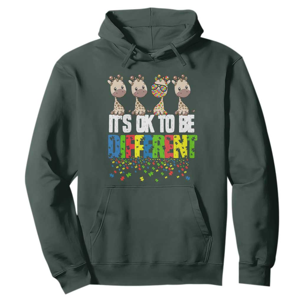 Giraffe Autism Hoodie It's Ok To Be Different Jigsaw Puzzle TS01 Dark Forest Green Printyourwear