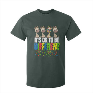 Giraffe Autism T Shirt For Kid It's Ok To Be Different Jigsaw Puzzle TS01 Dark Forest Green Printyourwear