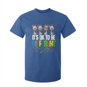 Giraffe Autism T Shirt For Kid It's Ok To Be Different Jigsaw Puzzle TS01 Royal Blue Printyourwear