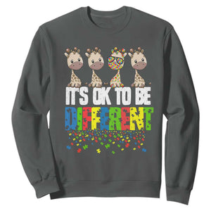 Giraffe Autism Sweatshirt It's Ok To Be Different Jigsaw Puzzle TS01 Dark Heather Printyourwear