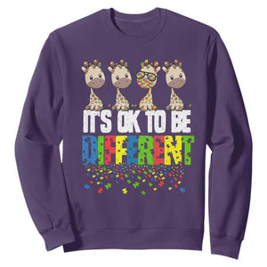 Giraffe Autism Sweatshirt It's Ok To Be Different Jigsaw Puzzle TS01 Purple Printyourwear