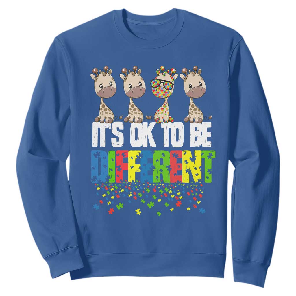 Giraffe Autism Sweatshirt It's Ok To Be Different Jigsaw Puzzle TS01 Royal Blue Printyourwear