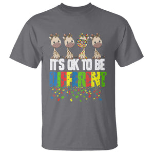Giraffe Autism T Shirt It's Ok To Be Different Jigsaw Puzzle TS01 Charcoal Printyourwear