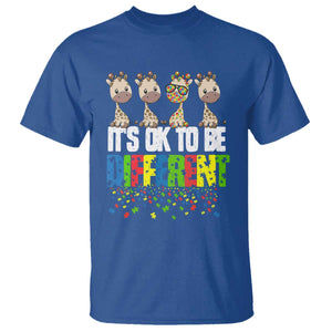Giraffe Autism T Shirt It's Ok To Be Different Jigsaw Puzzle TS01 Royal Blue Printyourwear