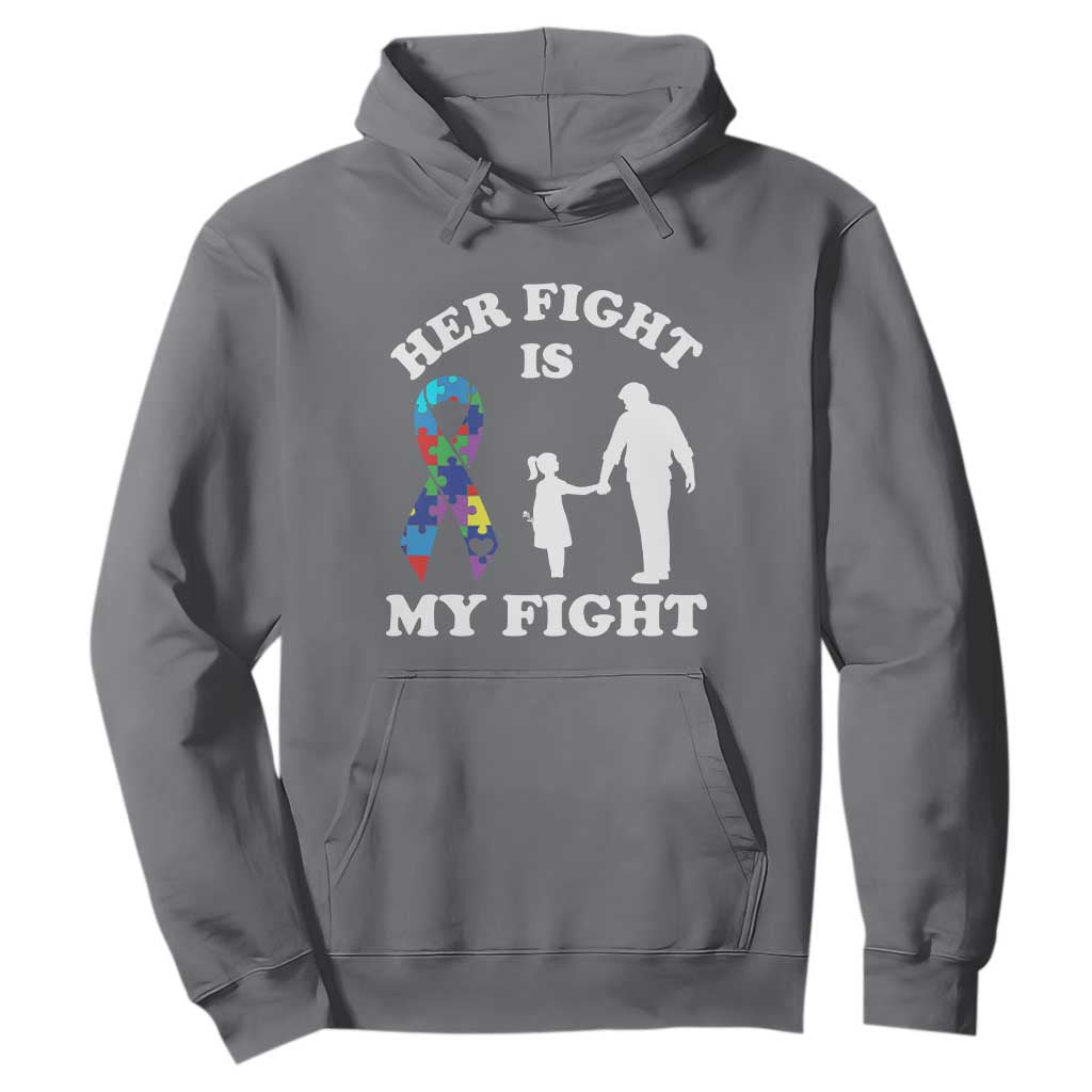 Autism Dad Hoodie Her Fight is My Fight Father And Daughter Fighters TS01 Charcoal Printyourwear