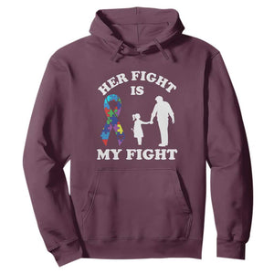Autism Dad Hoodie Her Fight is My Fight Father And Daughter Fighters TS01 Maroon Printyourwear