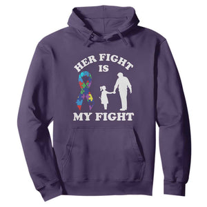 Autism Dad Hoodie Her Fight is My Fight Father And Daughter Fighters TS01 Purple Printyourwear