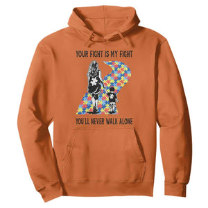 Autism Mom Hoodie Your Fight Is My Fight Never Walk Alone Mother And Son TS01 Orange Printyourwear