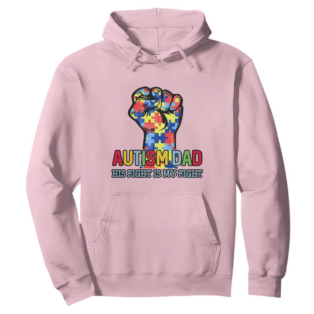 Autism Dad Hoodie His Fight is My Fight Jigsaw Puzzle Raised Fist TS01 Light Pink Printyourwear