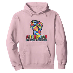 Autism Dad Hoodie His Fight is My Fight Jigsaw Puzzle Raised Fist TS01 Light Pink Printyourwear