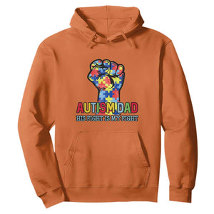 Autism Dad Hoodie His Fight is My Fight Jigsaw Puzzle Raised Fist TS01 Orange Printyourwear