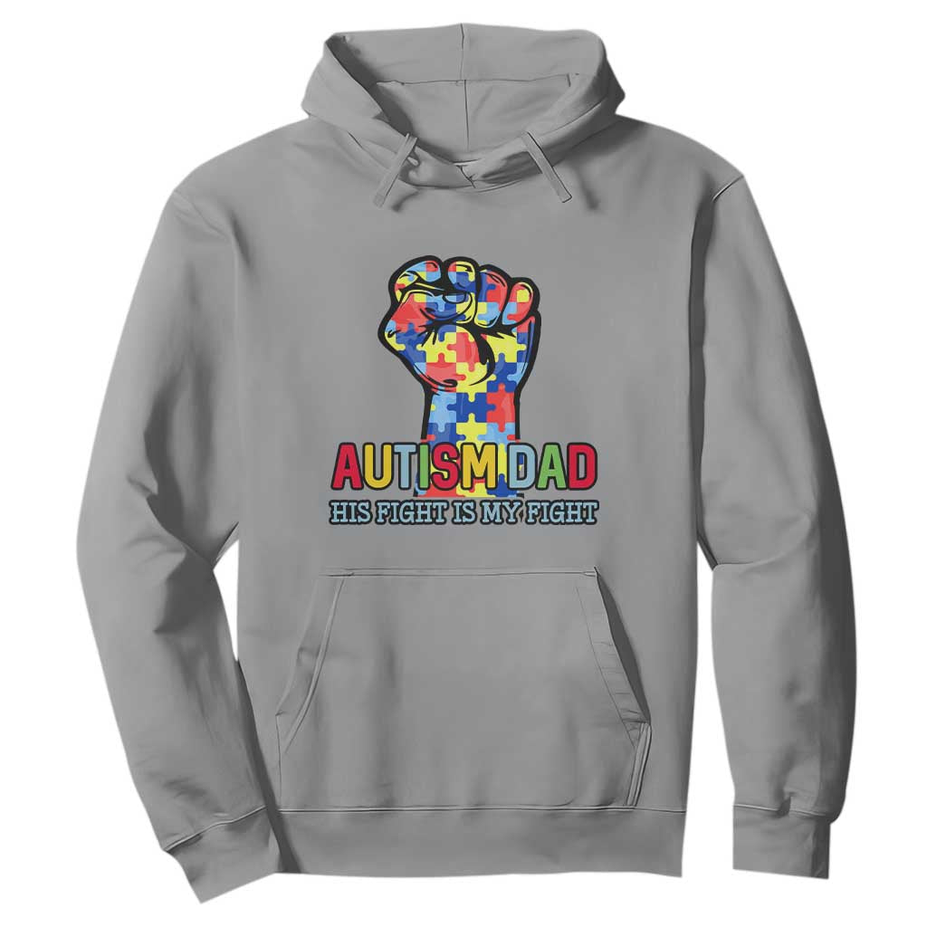 Autism Dad Hoodie His Fight is My Fight Jigsaw Puzzle Raised Fist TS01 Sport Gray Printyourwear