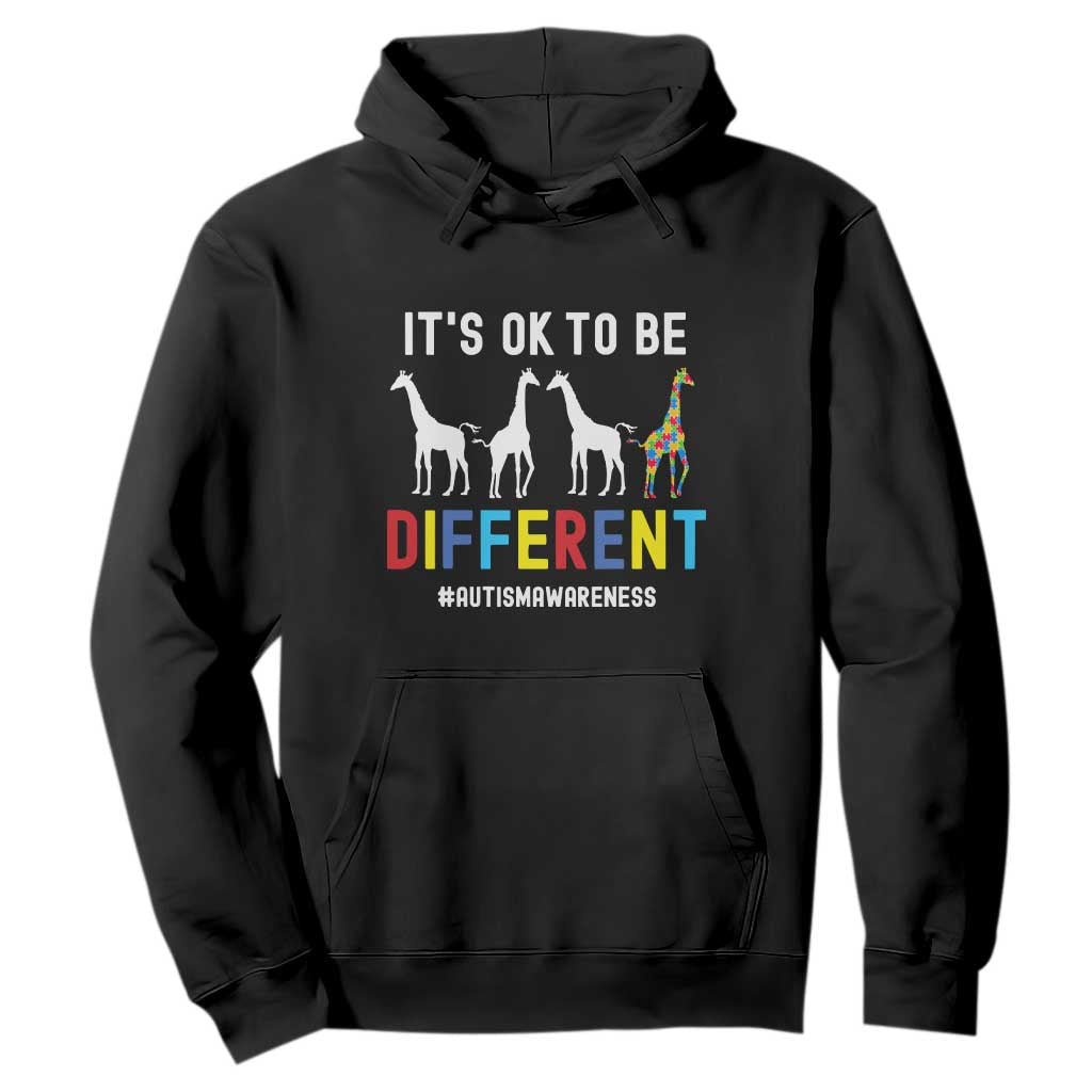 Giraffe Autism Hoodie It's Ok To Be Different Jigsaw Puzzle TS01 Black Printyourwear
