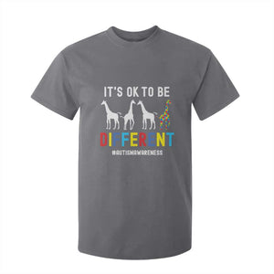 Giraffe Autism T Shirt For Kid It's Ok To Be Different Jigsaw Puzzle TS01 Charcoal Printyourwear