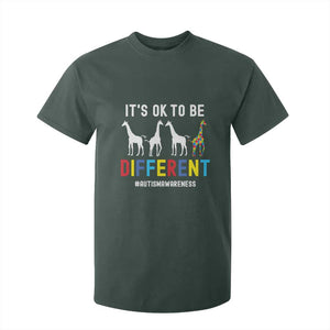 Giraffe Autism T Shirt For Kid It's Ok To Be Different Jigsaw Puzzle TS01 Dark Forest Green Printyourwear