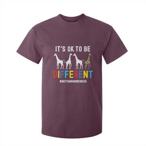 Giraffe Autism T Shirt For Kid It's Ok To Be Different Jigsaw Puzzle TS01 Maroon Printyourwear