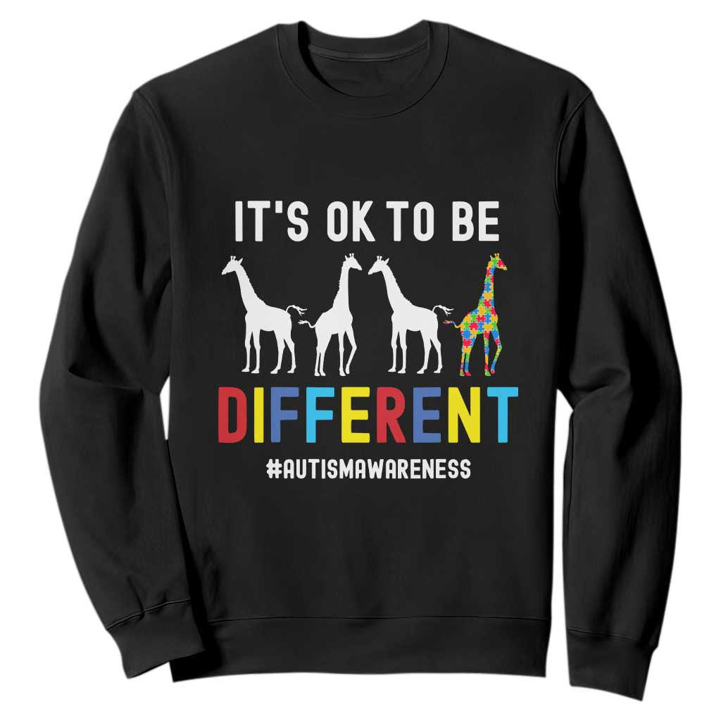 Giraffe Autism Sweatshirt It's Ok To Be Different Jigsaw Puzzle TS01 Black Printyourwear