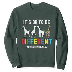 Giraffe Autism Sweatshirt It's Ok To Be Different Jigsaw Puzzle TS01 Dark Forest Green Printyourwear