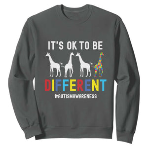 Giraffe Autism Sweatshirt It's Ok To Be Different Jigsaw Puzzle TS01 Dark Heather Printyourwear