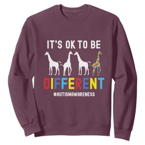 Giraffe Autism Sweatshirt It's Ok To Be Different Jigsaw Puzzle TS01 Maroon Printyourwear