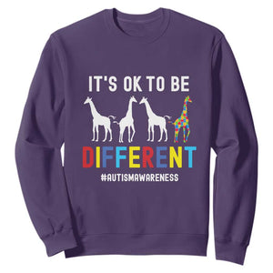 Giraffe Autism Sweatshirt It's Ok To Be Different Jigsaw Puzzle TS01 Purple Printyourwear