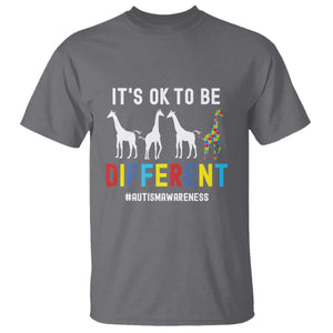 Giraffe Autism T Shirt It's Ok To Be Different Jigsaw Puzzle TS01 Charcoal Printyourwear